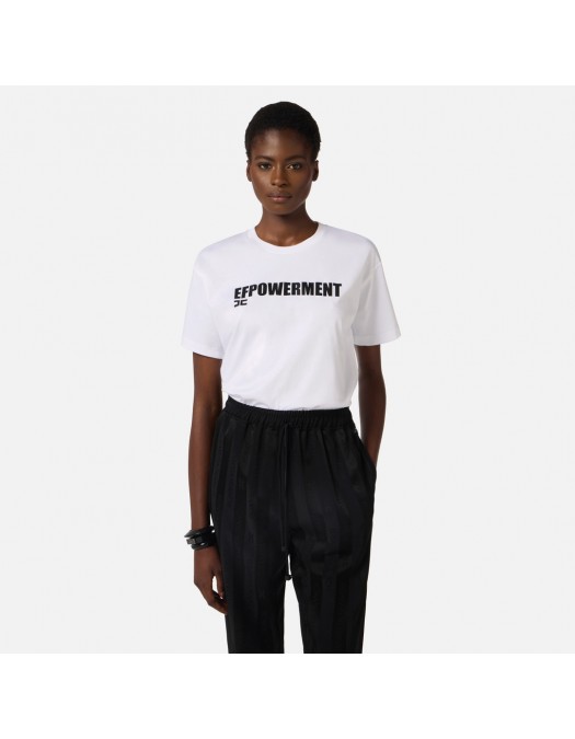 Tricou ELISABETTA FRANCHI, Jersey T-shirt with drawstring, Alb - MA72G61E2270