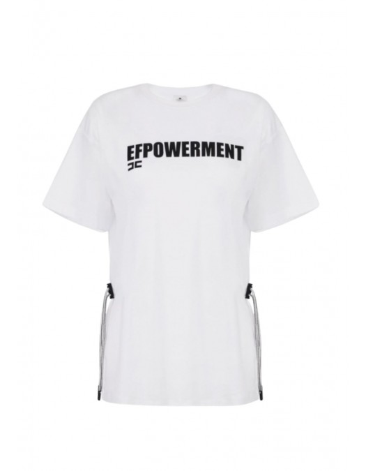 Tricou ELISABETTA FRANCHI, Jersey T-shirt with drawstring, Alb - MA72G61E2270