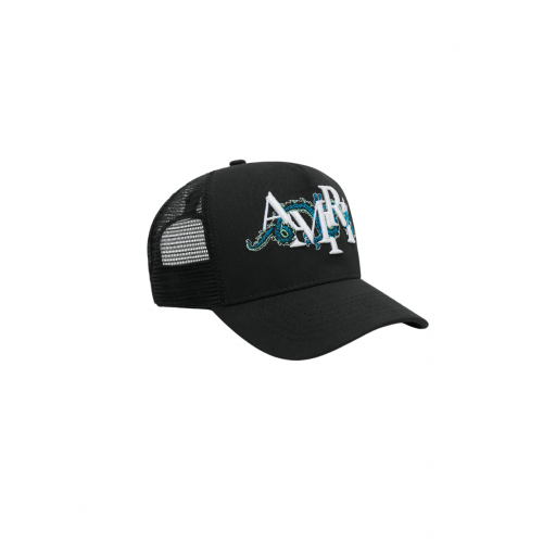 SAPCA AMIRI, Trucker Design, Blue Dragon Print, Black SAPCA AMIRI, Trucker Design, Blue Dragon Print, Black