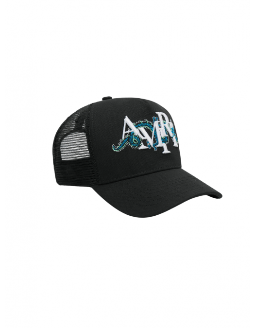 SAPCA AMIRI, Trucker Design, Blue Dragon Print, Black - MAH034BLACKUNI SAPCA AMIRI, Trucker Design, Blue Dragon Print, Black - MAH034BLACKUNI