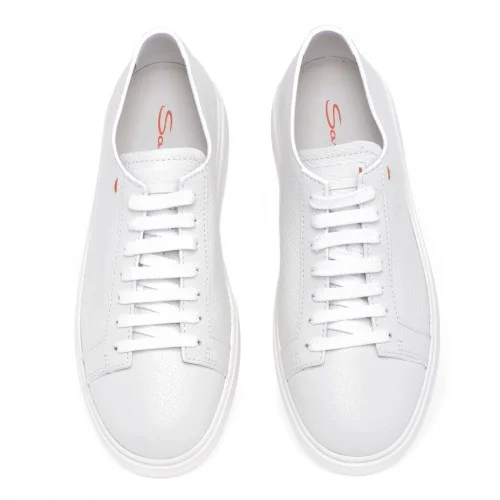 Sneakers SANTONI, Casual, Leather, Alb