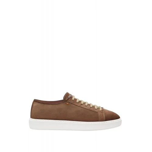 Sneakers SANTONI, Suede Sneakers In Brown Leather