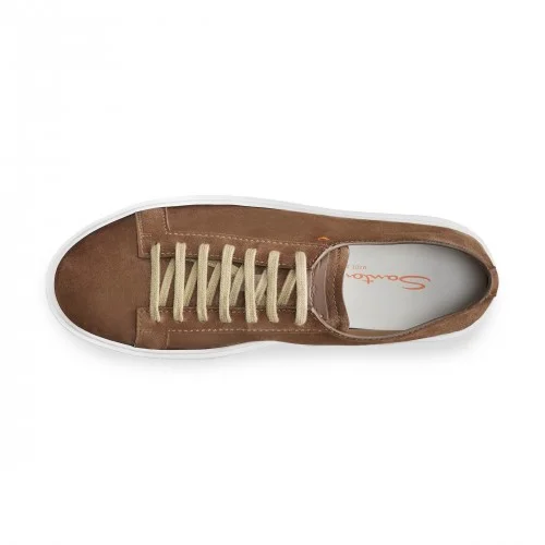 Sneakers SANTONI, Suede Sneakers In Brown Leather
