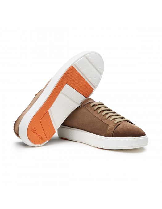 Sneakers SANTONI, Suede Sneakers In Brown Leather - MBCD21571BARTAOLM21