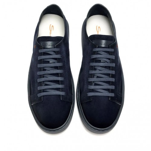 Sneakers SANTONI,  Suede Sneakers In Blue Leather