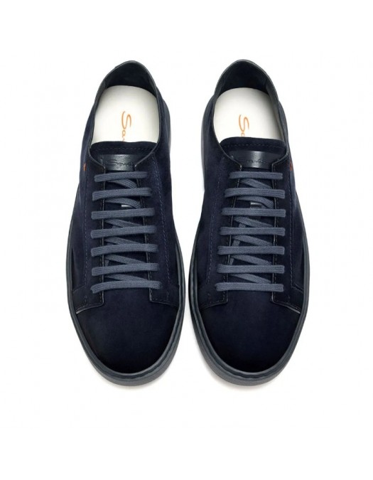 Sneakers SANTONI,  Suede Sneakers In Blue Leather - MBCD21571OCACAOLU60