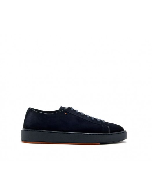 Sneakers SANTONI,  Suede Sneakers In Blue Leather - MBCD21571OCACAOLU60