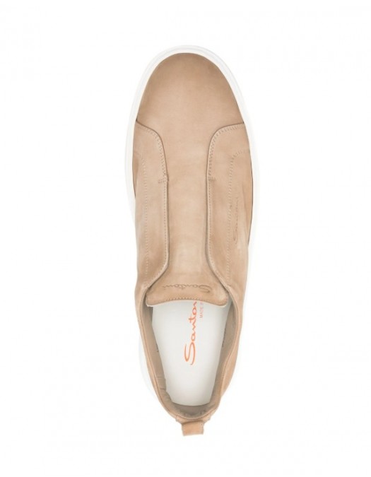 Loafers SANTONI, suede loafers, olive brown - MBCD21995BARTFEHE10