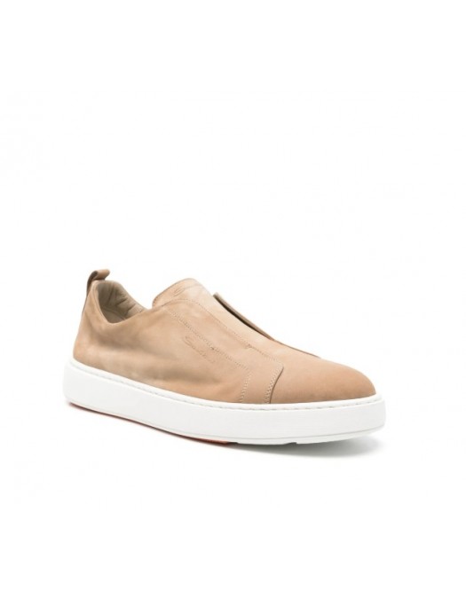 Loafers SANTONI, suede loafers, olive brown - MBCD21995BARTFEHE10