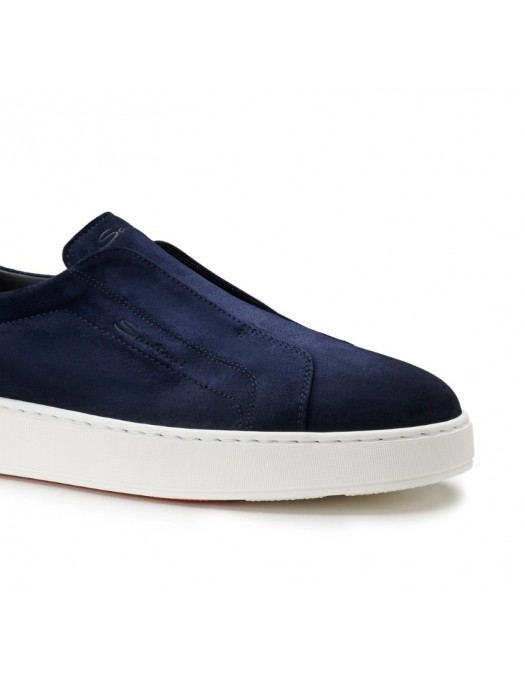 Loafers SANTONI, Men's blu suede slip-on sneaker - MBCD21995BARTFEHU59