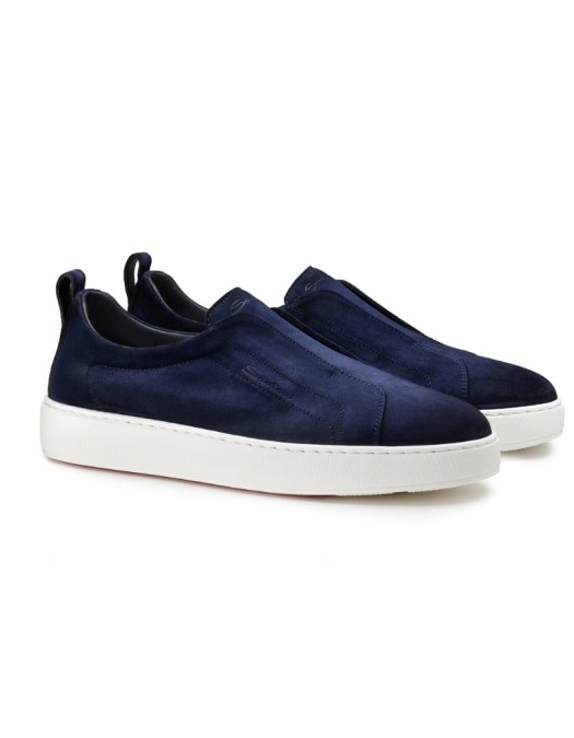 Loafers SANTONI, Men's blu suede slip-on sneaker - MBCD21995BARTFEHU59