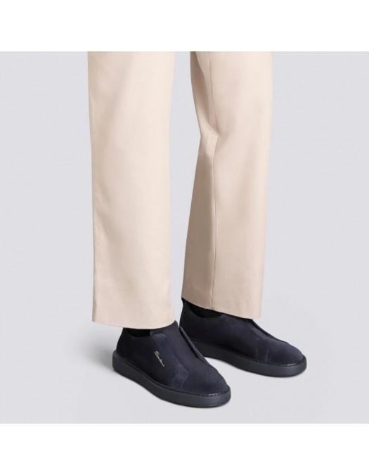 Loafers SANTONI, suede loafers, Dark Blue - MBCD21995OCATSEYU60