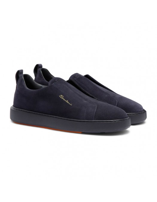 Loafers SANTONI, suede loafers, Dark Blue - MBCD21995OCATSEYU60