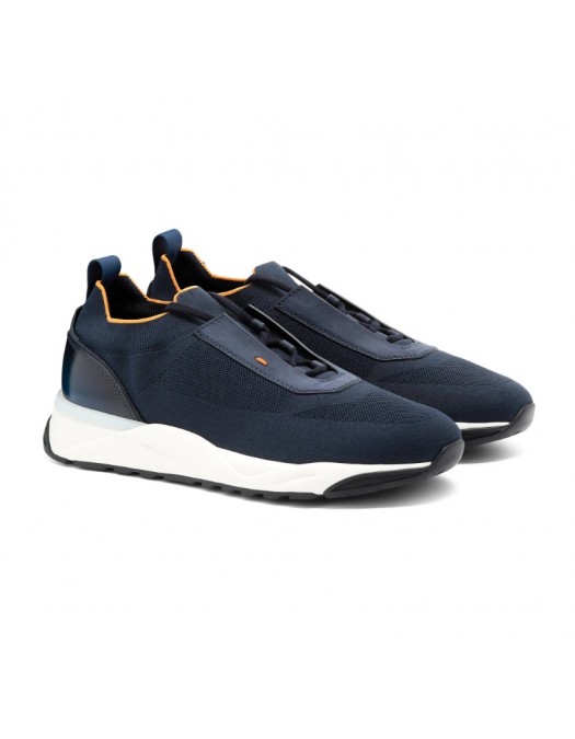 Sneakers SANTONI, blue stretch knit sneaker - MBIO21601BINNHODU61