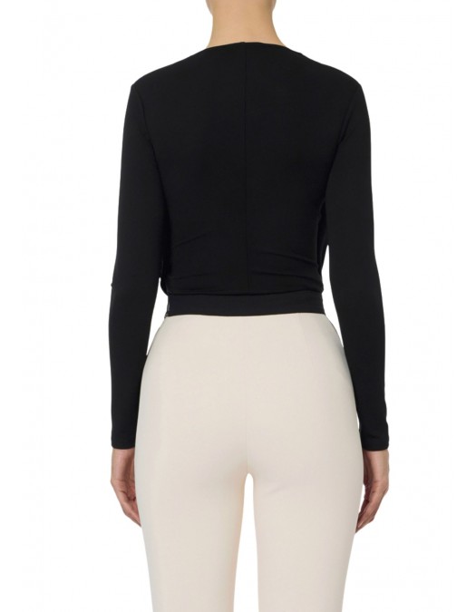 BLUZA ELISABETTA FRANCHI, Decolteu adanc, logo atasat, Negru - MD00156E2110 BLUZA ELISABETTA FRANCHI, Decolteu adanc, logo atasat, Negru - MD00156E2110