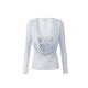 BLUZA ELISABETTA FRANCHI, Decolteu adanc, logo atasat, Bleu - MD00156E2EA7