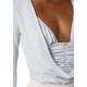 BLUZA ELISABETTA FRANCHI, Decolteu adanc, logo atasat, Bleu - MD00156E2EA7