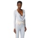 BLUZA ELISABETTA FRANCHI, Decolteu adanc, logo atasat, Bleu - MD00156E2EA7