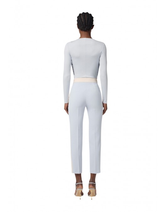 BLUZA ELISABETTA FRANCHI, Decolteu adanc, logo atasat, Bleu - MD00156E2EA7
