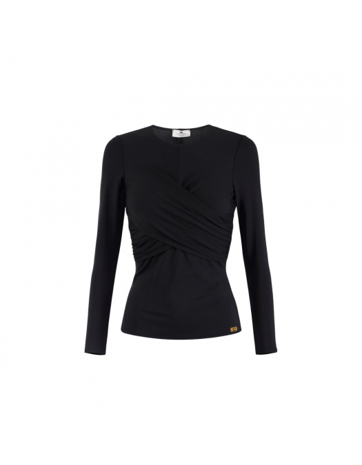 BLUZA ELISABETTA FRANCHI, Drape Design, Black - MD01252E2110 BLUZA ELISABETTA FRANCHI, Drape Design, Black - MD01252E2110