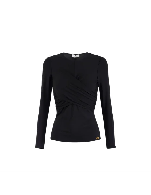 BLUZA ELISABETTA FRANCHI, Drape Design, Black - MD01252E2110 BLUZA ELISABETTA FRANCHI, Drape Design, Black - MD01252E2110