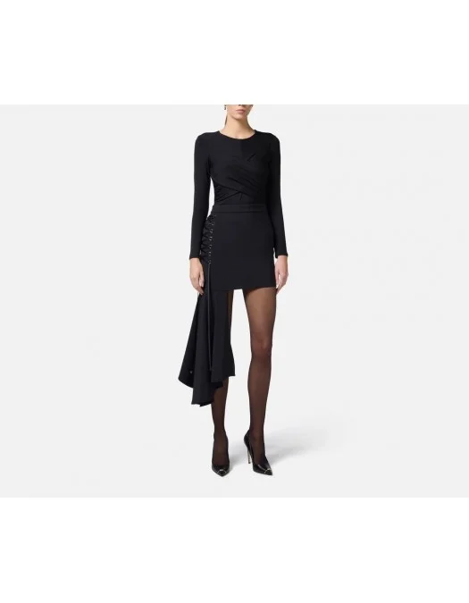 BLUZA ELISABETTA FRANCHI, Drape Design, Black - MD01252E2110 BLUZA ELISABETTA FRANCHI, Drape Design, Black - MD01252E2110