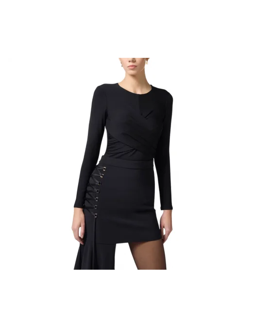BLUZA ELISABETTA FRANCHI, Drape Design, Black - MD01252E2110 BLUZA ELISABETTA FRANCHI, Drape Design, Black - MD01252E2110