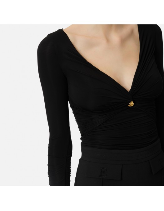 Bluza ELISABETTA FRANCHI, Jersey top with gold button - MD02962E2110