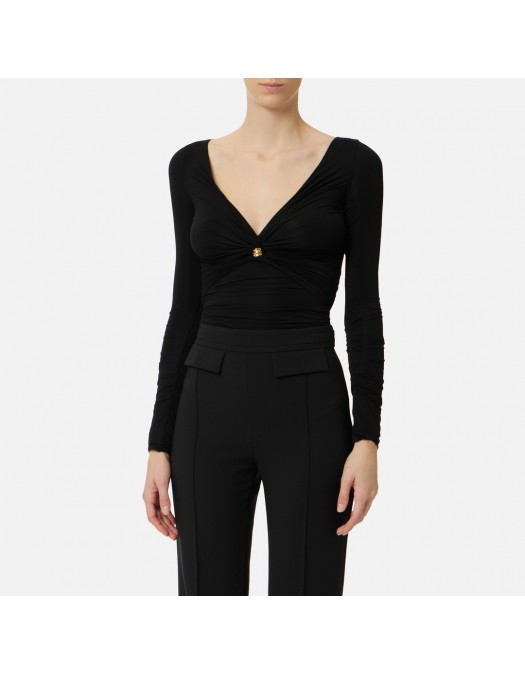 Bluza ELISABETTA FRANCHI, Jersey top with gold button - MD02962E2110