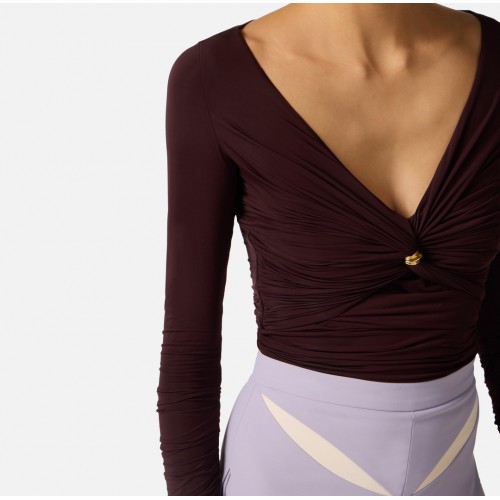 Bluza ELISABETTA FRANCHI, Jersey top with gold button, Visiniu