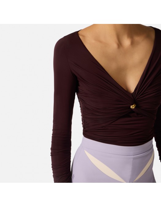 Bluza ELISABETTA FRANCHI, Jersey top with gold button, Visiniu - MD02962E2644