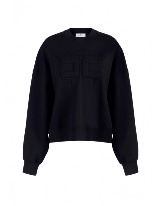 BLUZA ELISABETTA FRANCHI, Logo brodat, Negru - MD02D61E2110