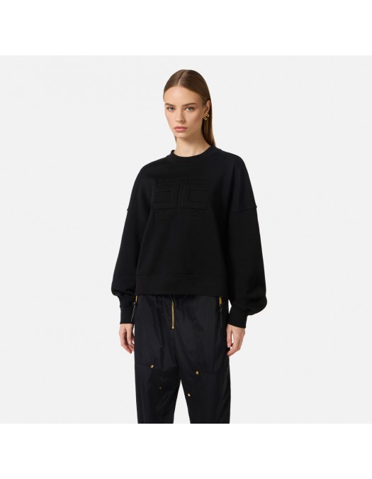 BLUZA ELISABETTA FRANCHI, Logo brodat, Negru - MD02D61E2110
