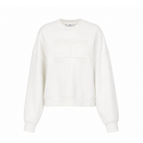 BLUZA ELISABETTA FRANCHI, Logo brodat, Alb