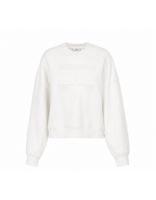 BLUZA ELISABETTA FRANCHI, Logo brodat, Alb - MD02D61E2360