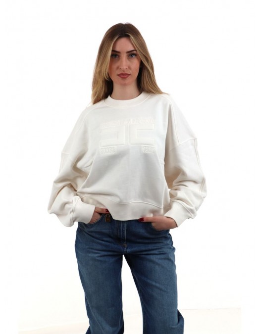BLUZA ELISABETTA FRANCHI, Logo brodat, Alb - MD02D61E2360