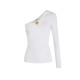 Top ELISABETTA FRANCHI, lightweight crêpe jersey fabric, Alb - MD03062E2360