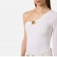 Top ELISABETTA FRANCHI, lightweight crêpe jersey fabric, Alb - MD03062E2360