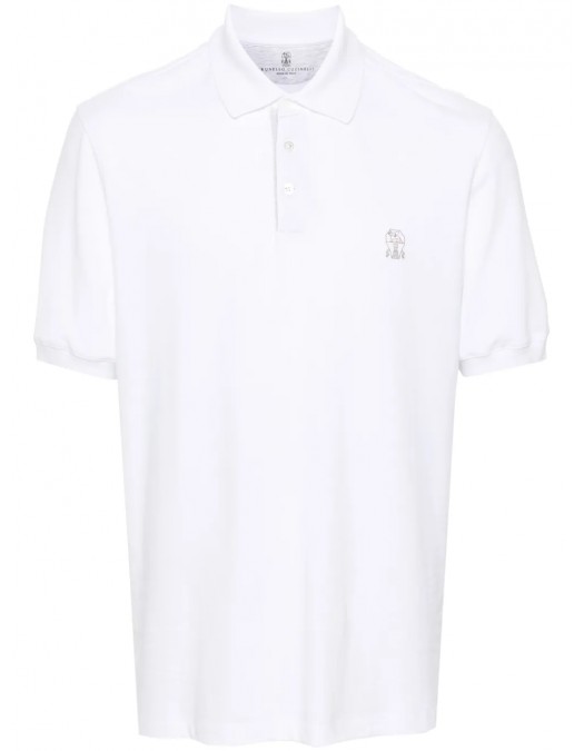 Tricou BRUNELLO CUCINELLI, Logo Embroidered, Polo, White - ME8548765CUL47