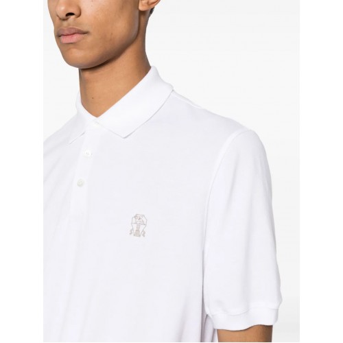 Tricou BRUNELLO CUCINELLI, Logo Embroidered, Polo, White Tricou BRUNELLO CUCINELLI, Logo Embroidered, Polo, White