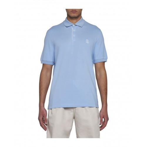 Tricou BRUNELLO CUCINELLI, Logo Embroidered, Polo, Blue Tricou BRUNELLO CUCINELLI, Logo Embroidered, Polo, Blue