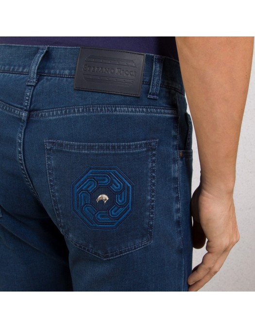 Jeans STEFANO RICCI, Logo Metalic, Bleumarin - MFT41B3050T201BLBMP0