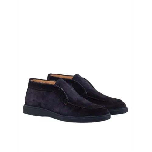 Ghete Santoni, Stitch Detail Suede Desert, Black