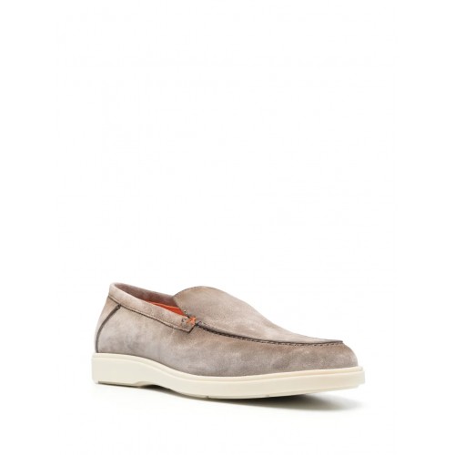Loafers Santoni, Tonal Stitching Leather, Grey Loafers Santoni, Tonal Stitching Leather, Grey