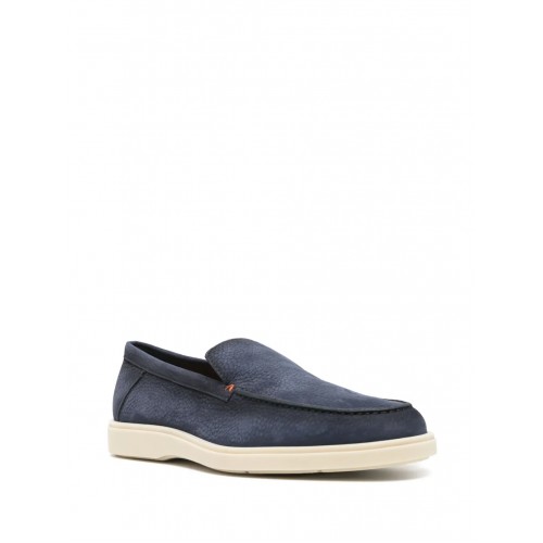 Loafers Santoni, Pebbled Suede, Navy Blue Loafers Santoni, Pebbled Suede, Navy Blue