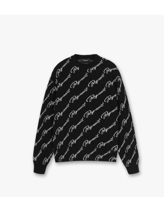 Pulover Represent, Print Brand All Over, Black - MH301001