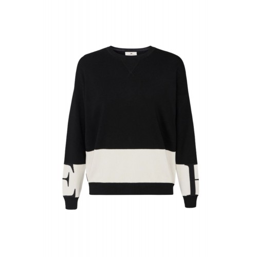 Bluza ELISABETTA FRANCHI, Maneca lunga, Logo, Negru Bluza ELISABETTA FRANCHI, Maneca lunga, Logo, Negru