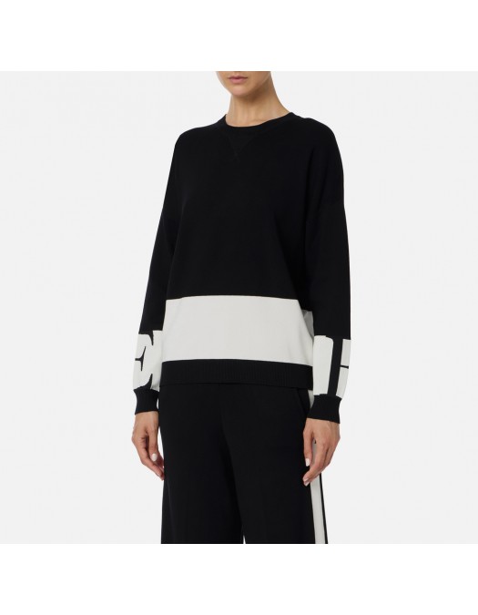 Bluza ELISABETTA FRANCHI, Maneca lunga, Logo, Negru - MK01S56E2EF3