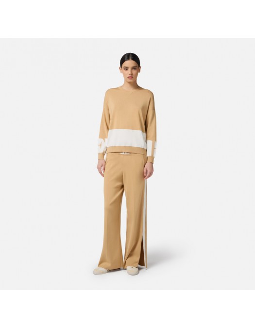 Bluza ELISABETTA FRANCHI, Maneca lunga, Logo, Honey - MK01S56E2EG1
