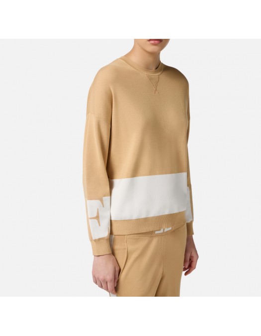 Bluza ELISABETTA FRANCHI, Maneca lunga, Logo, Honey - MK01S56E2EG1